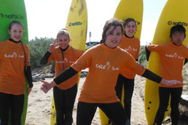Kids drill during surf lessons