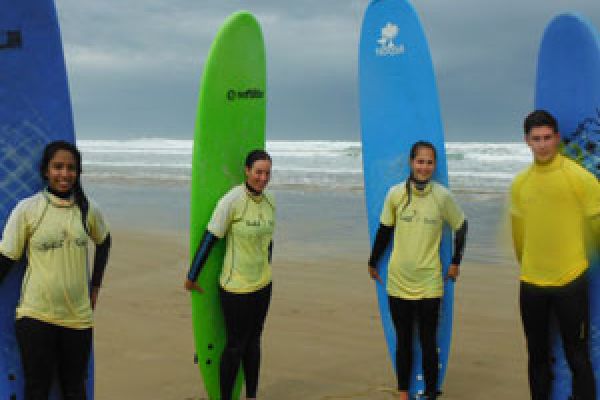 students at the beach for surf lessons South Australia